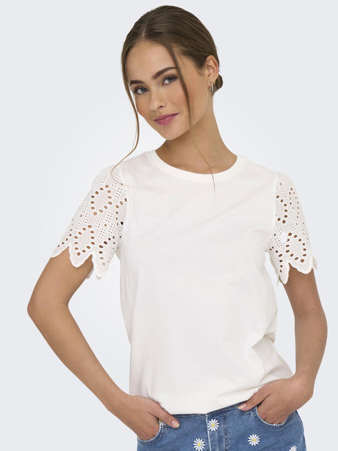 ONLEBBA LIFE S/S LACE TOP JRS Hvit