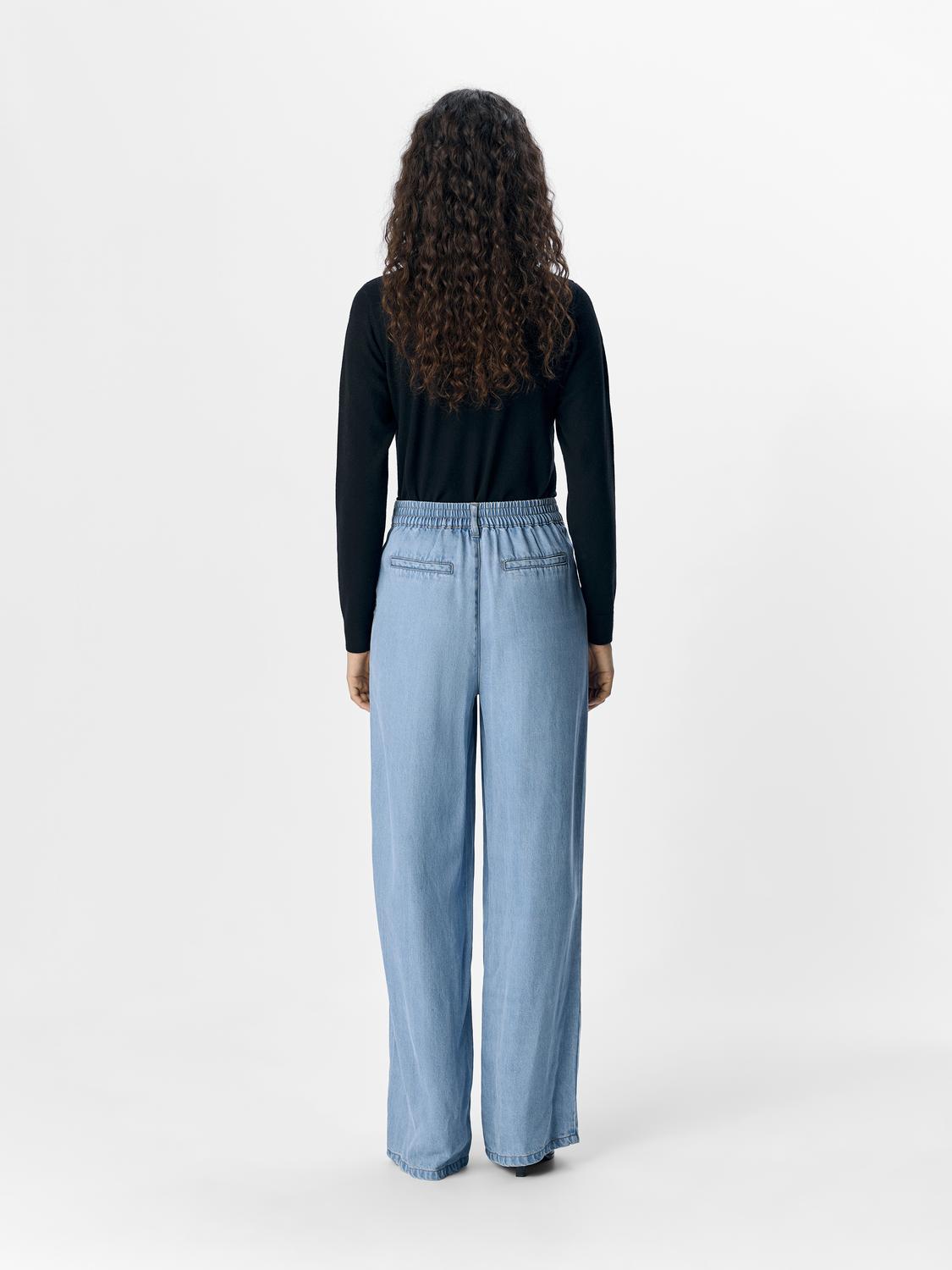 OBJFRAME LISA WIDE MW PANTS NOOS Lyseblå