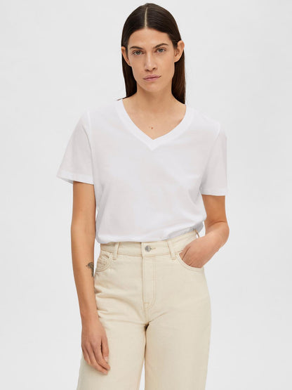 SLFMYESSENTIAL SS V-NECK TEE NOOS Hvit
