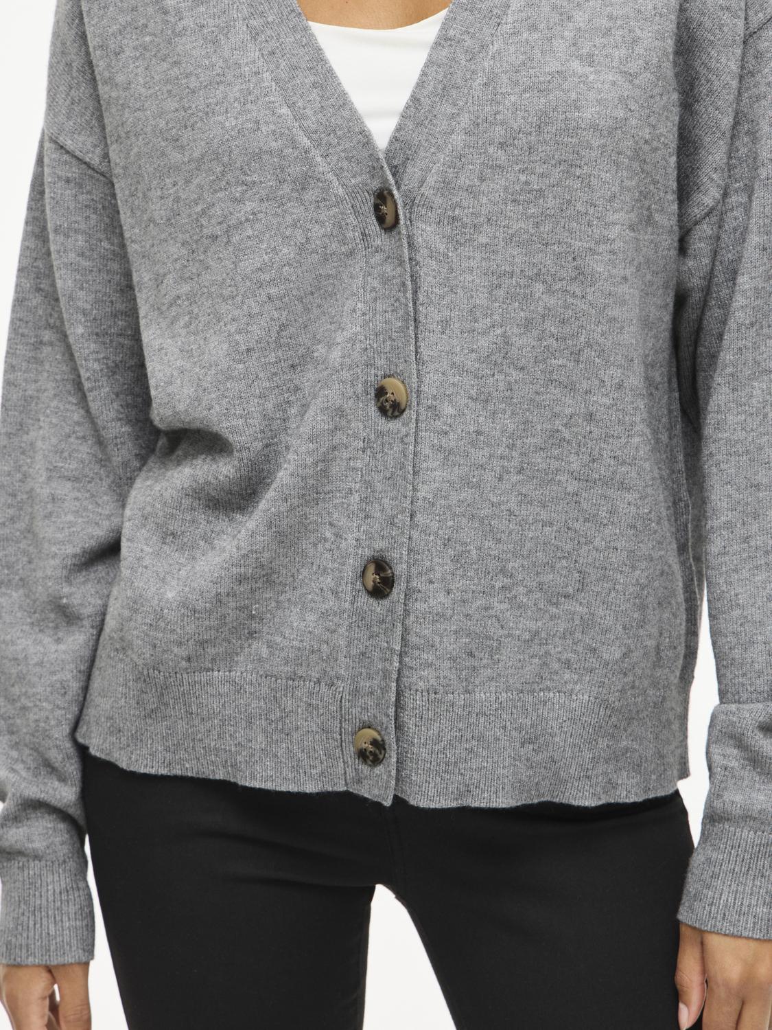 Viril V-Neck Knit Cardigan - Noos Mellomgrå