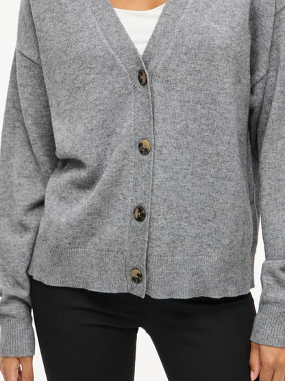 Viril V-Neck Knit Cardigan - Noos Mellomgrå