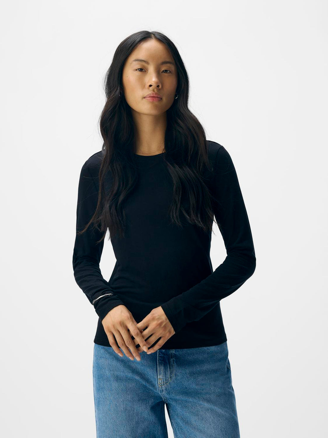 Objzofia Sli L/s O-Neck Top Noos Sort