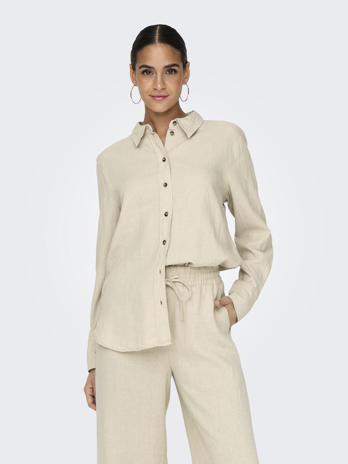 JDYSAY L/S LINEN LOOSE SHIRT WVN NOOS Lysegrå