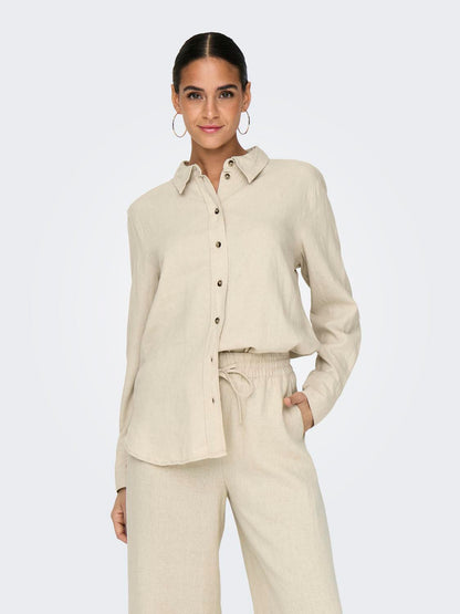 JDYSAY L/S LINEN LOOSE SHIRT WVN NOOS Lysegrå
