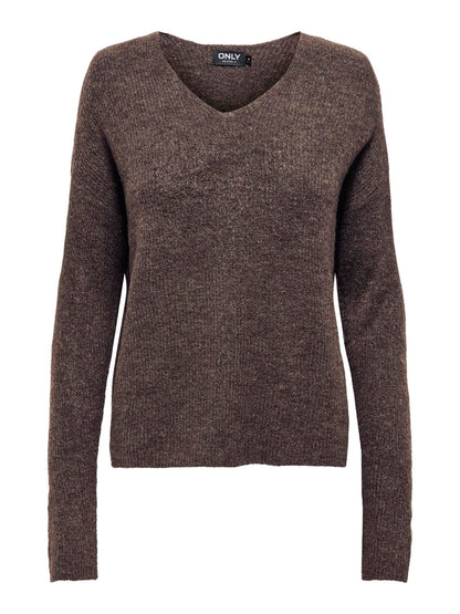 Onlcamilla V-Neck L/s Pullover Knt Noos Mørkegrå