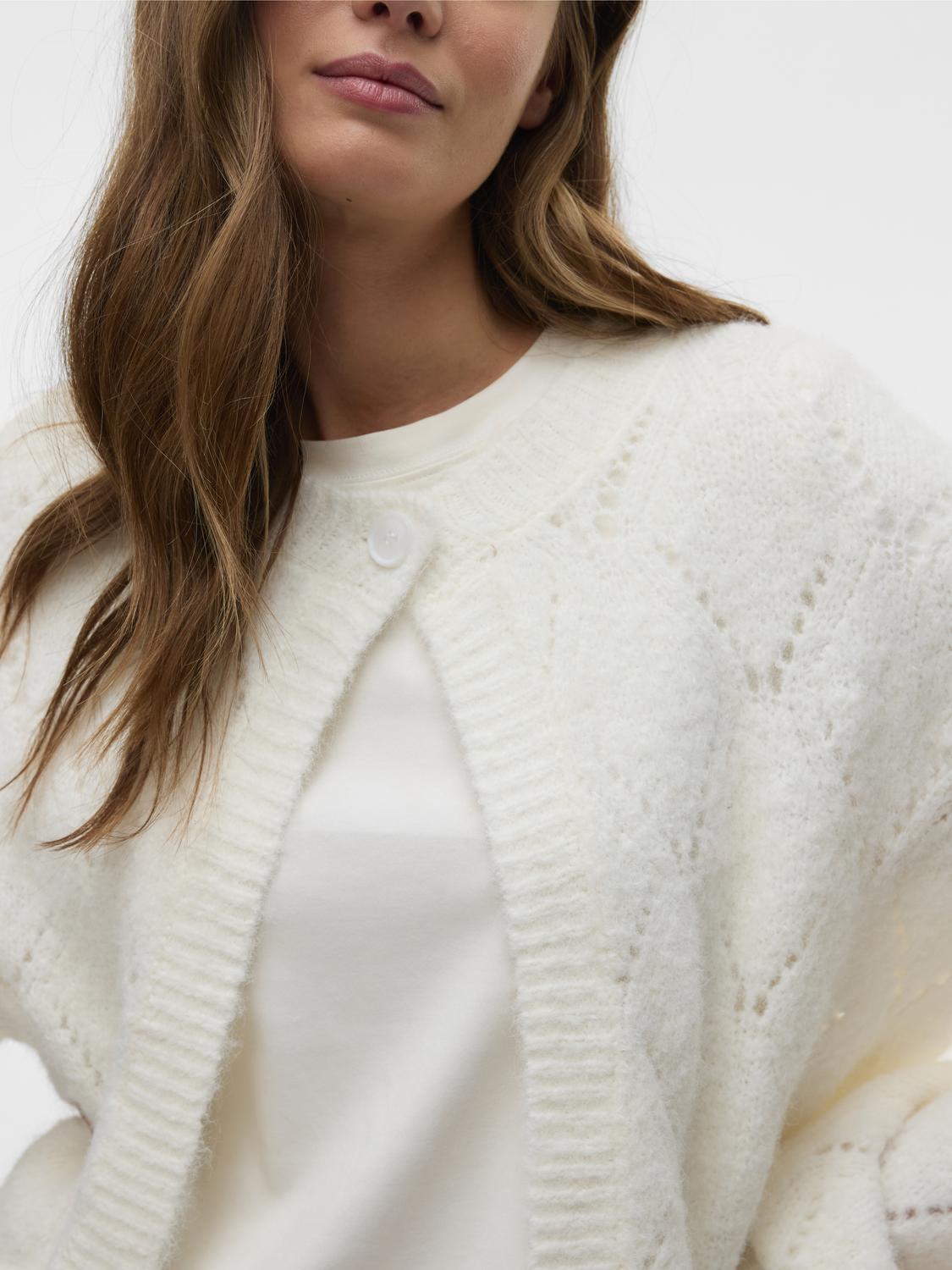 VMNOVAH LS BUTTON CARDIGAN EXP Klar Hvit