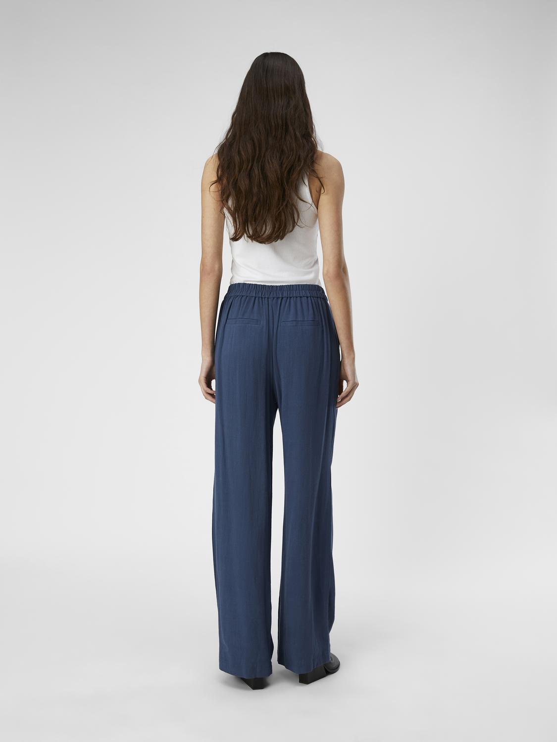 OBJSANNE ALINE WIDE PANT NOOS linbukse Mørkeblå