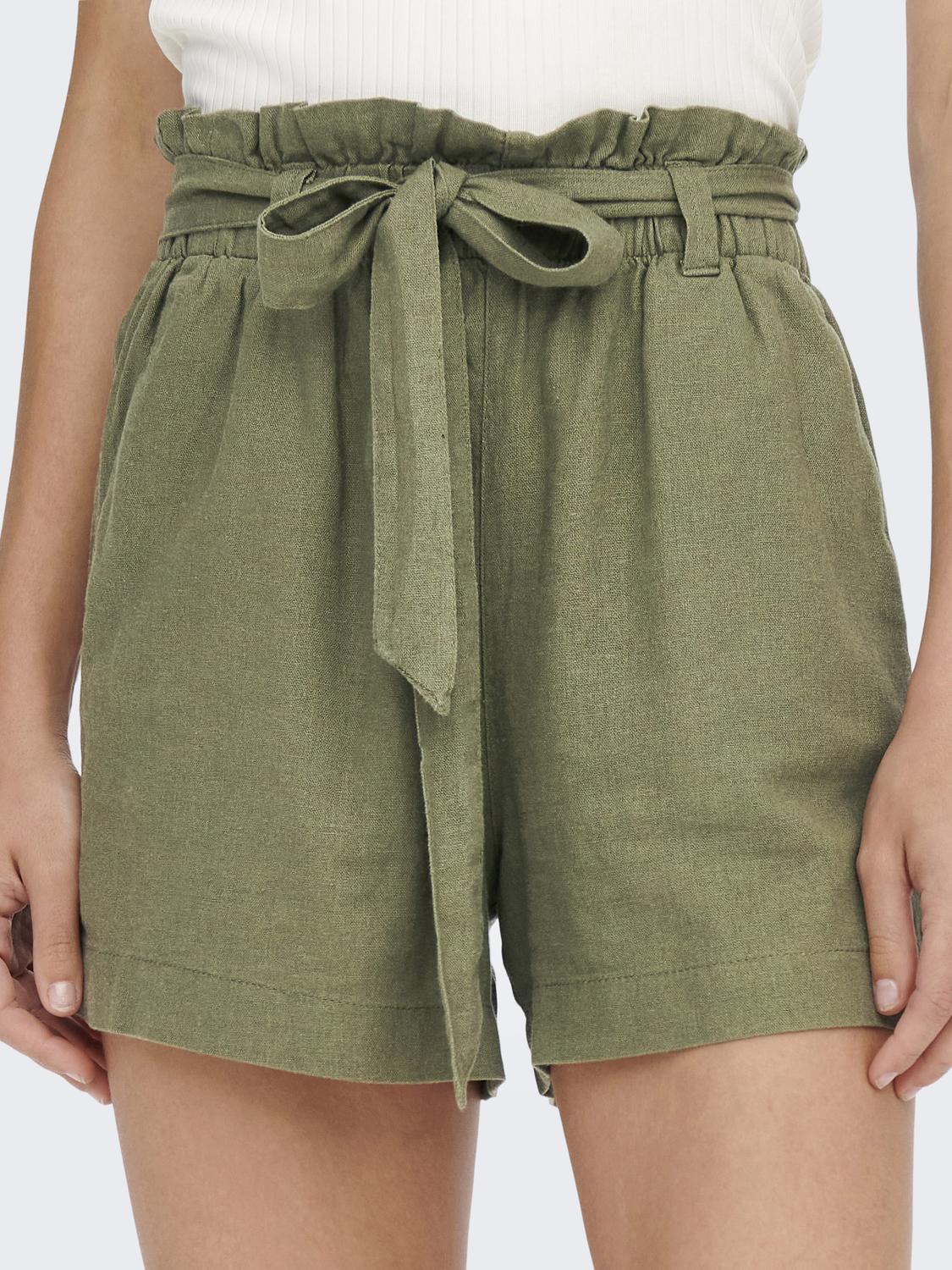 JDYSAY MW LINEN BELT SHORTS WVN NOOS Mellomgrønn
