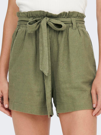 JDYSAY MW LINEN BELT SHORTS WVN NOOS Mellomgrønn