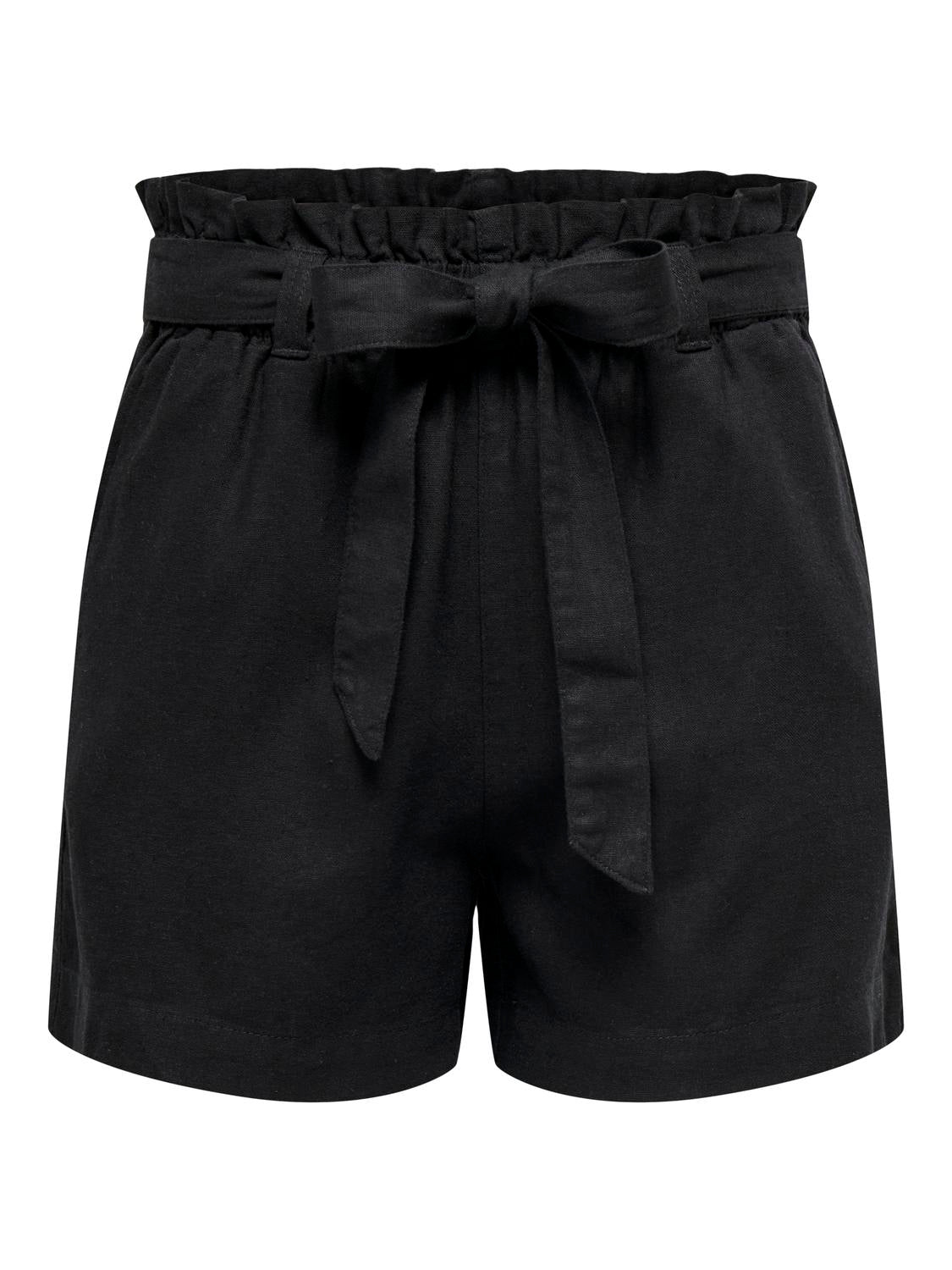 JDYSAY MW LINEN BELT SHORTS WVN NOOS Sort