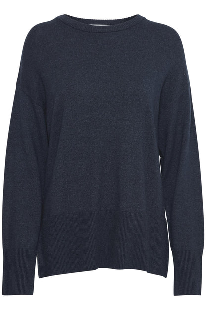 Pzsteffi Oneck Pullover Dark Sapphire Melange