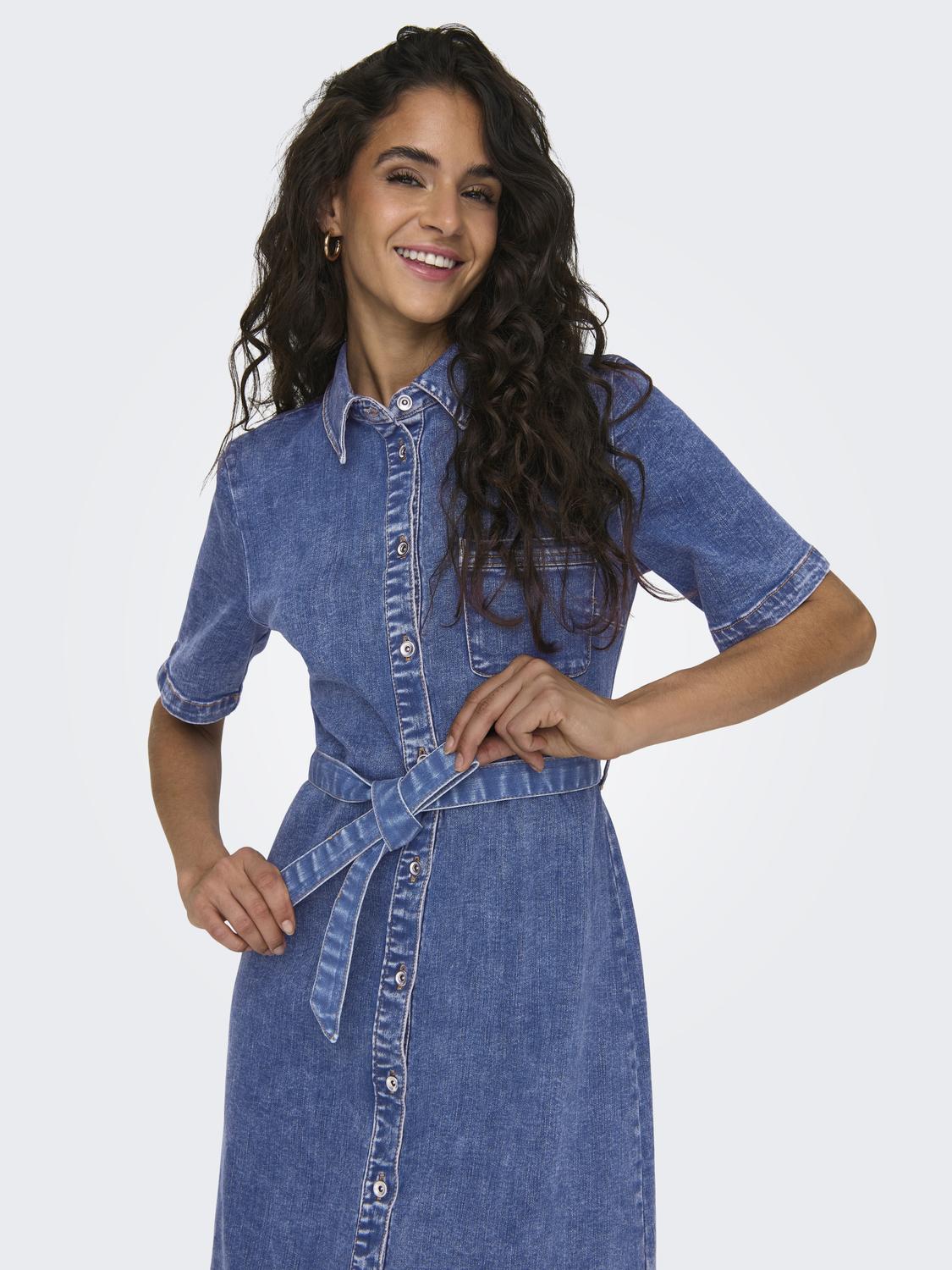 ONLLANA SS LONG DRESS DNM REA258 NOOS Mellomblå