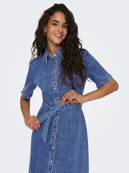 ONLLANA SS LONG DRESS DNM REA258 NOOS Mellomblå