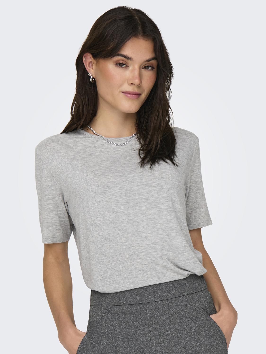 JDYMILA S/S O-NECK TOP JRS Lysegrå