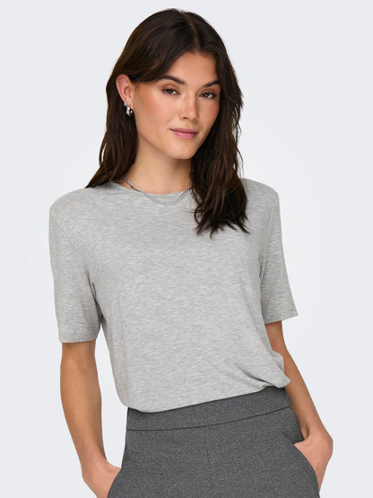JDYMILA S/S O-NECK TOP JRS Lysegrå