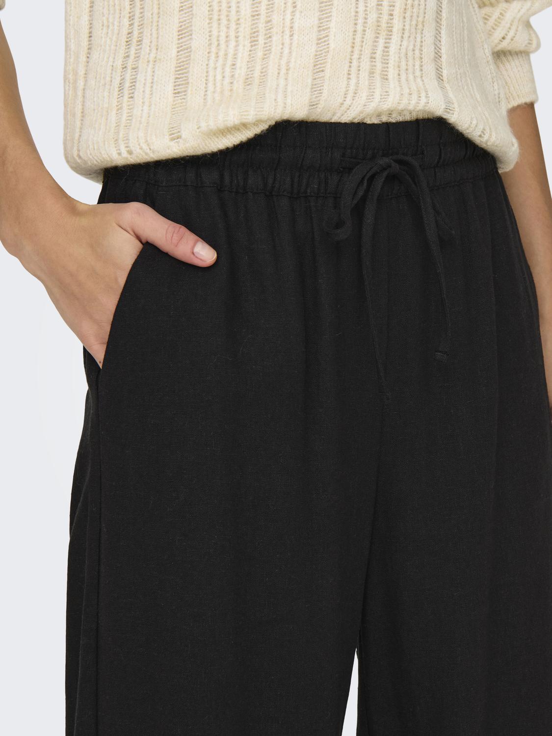 JDYSAY HW LINEN WIDE PANT WVN NOOS Sort