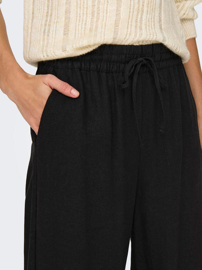 JDYSAY HW LINEN WIDE PANT WVN NOOS Sort