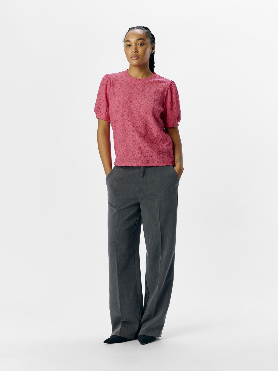 OBJLAILA S/S RE TOP NOOS Mørkerosa