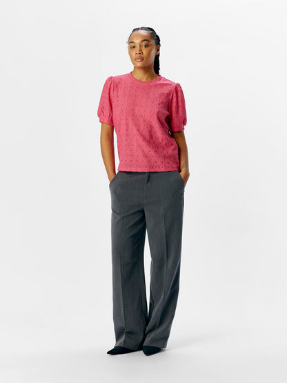 OBJLAILA S/S RE TOP NOOS Mørkerosa