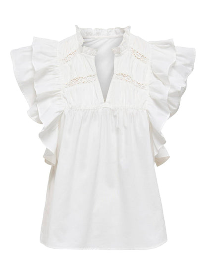 ONLSUNNY LIFE CAPSL FRILL TOP NOOS Hvit