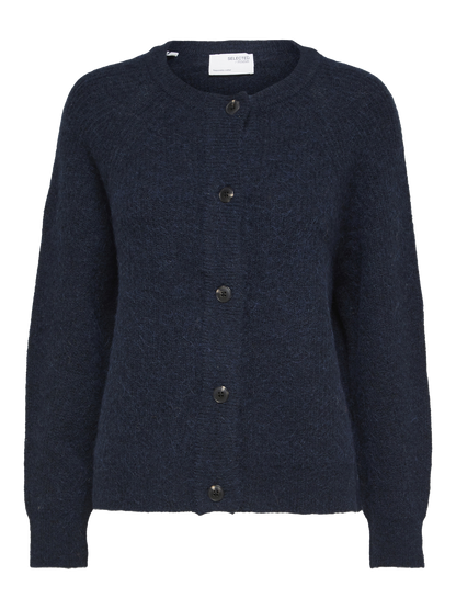 Slflulu Ls Knit Short Cardigan Noos Mørkeblå