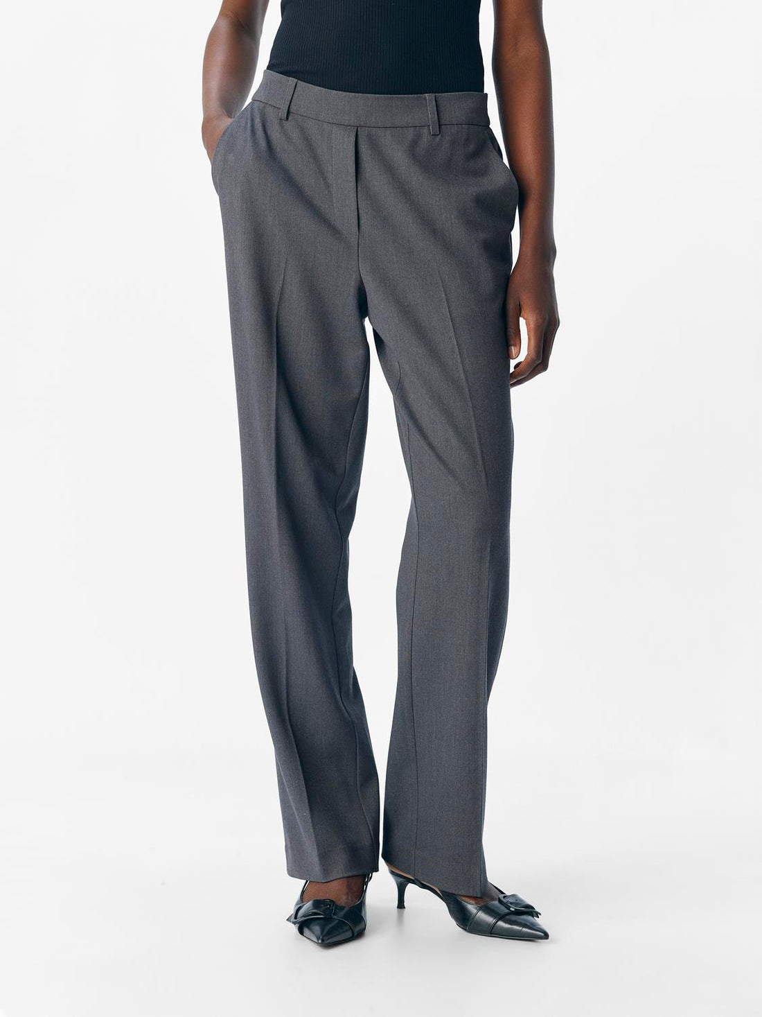 Objlisa Mw Straight Pant Noos Mellomgrå