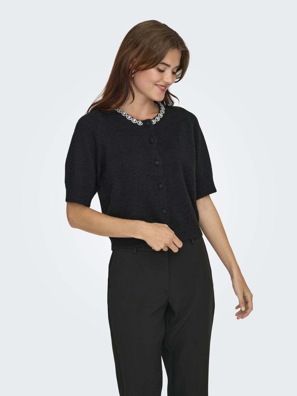 Jdyalva Life 2/4 Embel Cardigan Knt Noos Sort