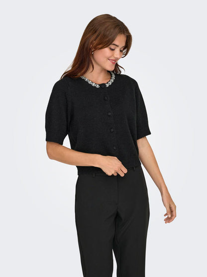 Jdyalva Life 2/4 Embel Cardigan Knt Noos Sort