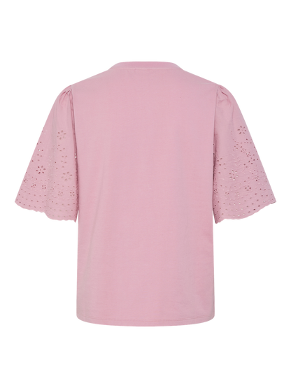 YASLEX SS TOP W. EMB SLEEVES S. NOOS Lyselilla