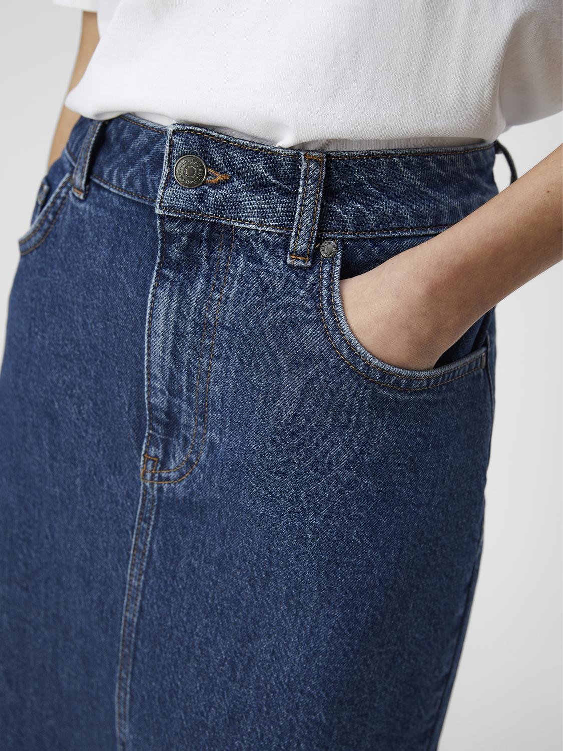 OBJELLEN MW MIDI DENIM SKIRT NOOS Mellomblå