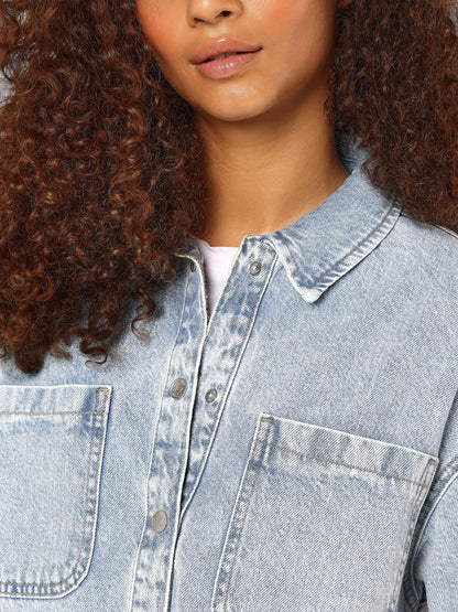 NMALVA L/S DENIM SHACKET AZ352LB NOOS Lyseblå