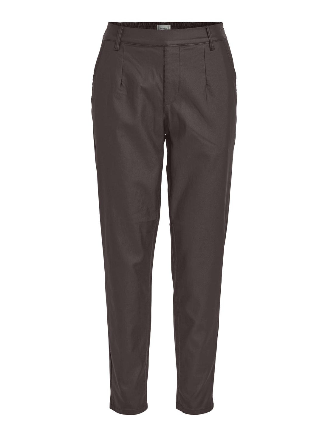 Objbelle Lisa Coated Pant Noos Mørkebrun