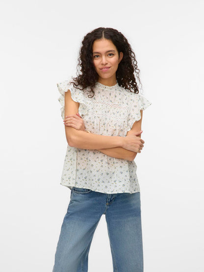 VMTRINE SL LACE TOP WVN GA NOOS Klar Hvit