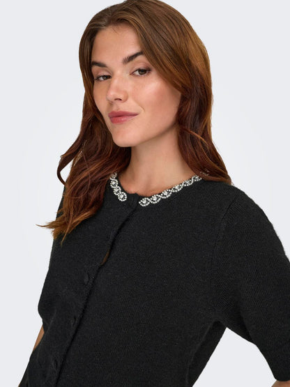 Jdyalva Life 2/4 Embel Cardigan Knt Noos Sort