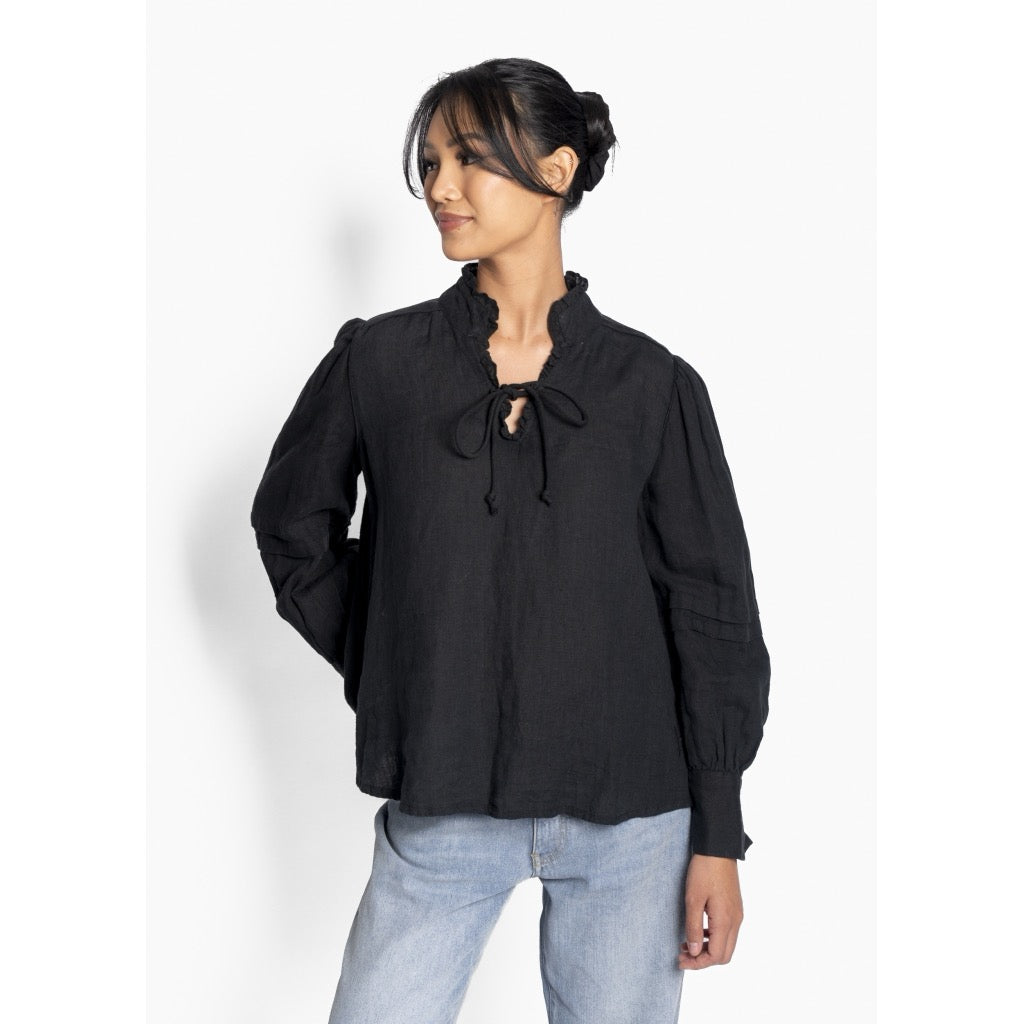 SARI Linen Blouse Svart