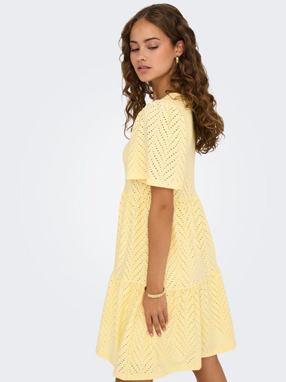 JDYCARLA CATHINKA S/S DRESS JRS NOOS Mellomgul