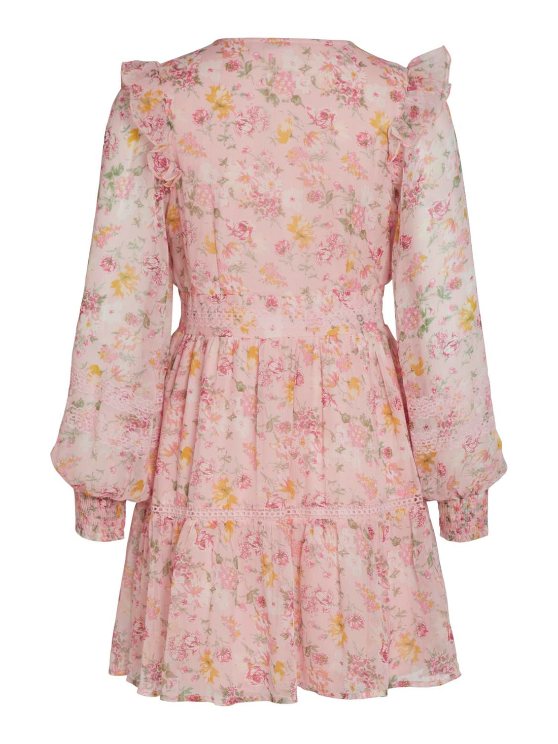 VIROMAN NEW V-NECK L/S SHORT DRESS/DC/KA Lyserosa