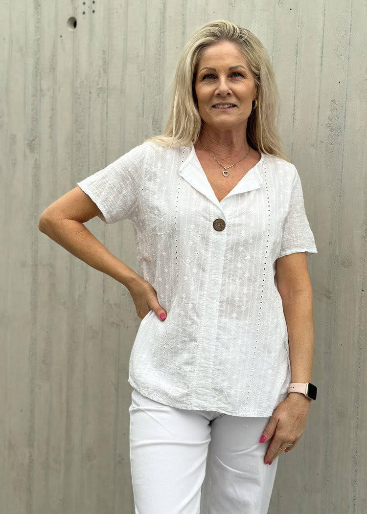 LINDA BRODERI Hvit