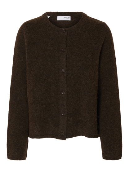 Slflulu New Ls Knit Cardigan Noos Mørkebrun
