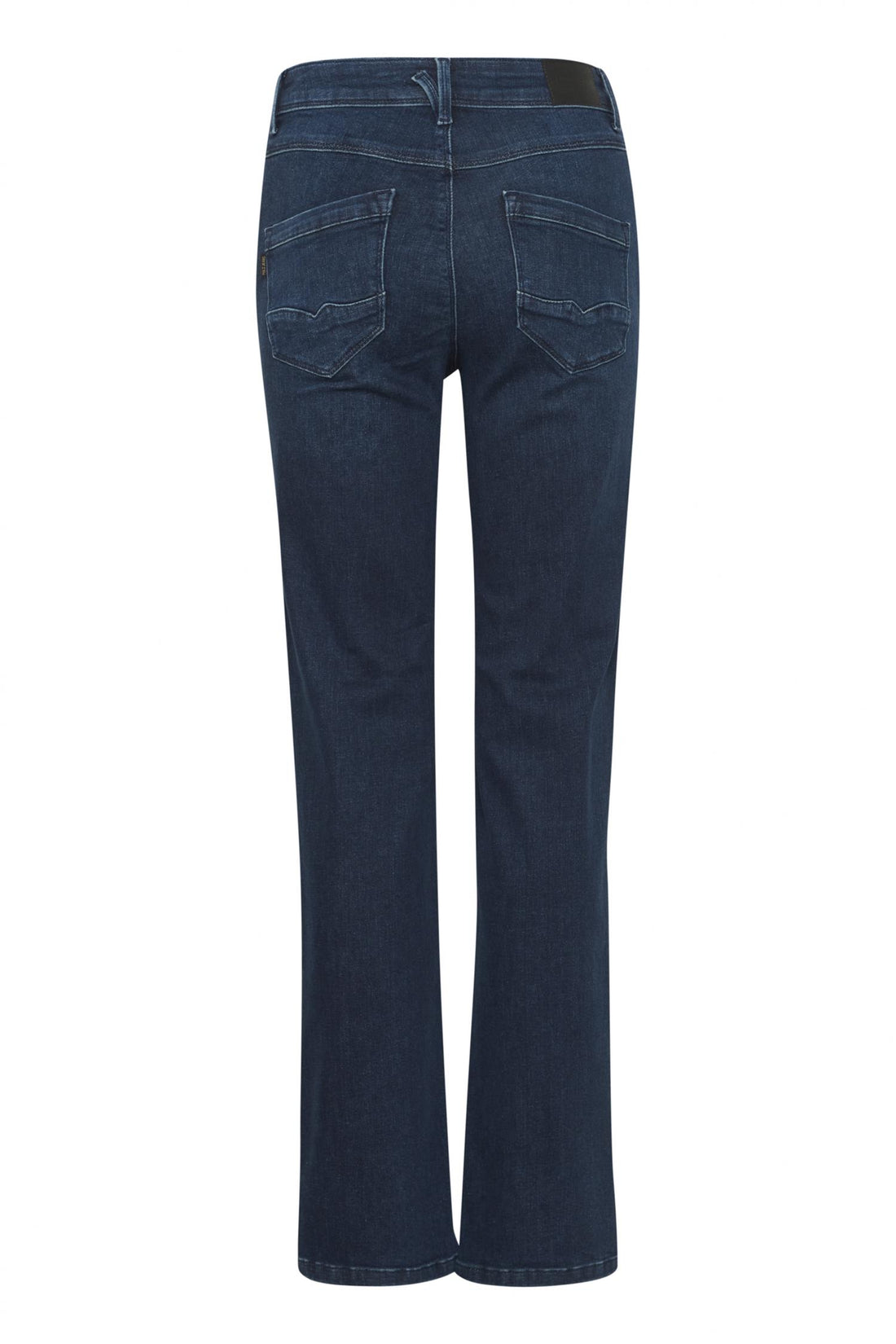 Pzkarolina Hw Jeans Straight Leg Dark Blue Denim