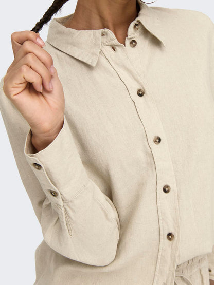 JDYSAY L/S LINEN LOOSE SHIRT WVN NOOS Lysegrå