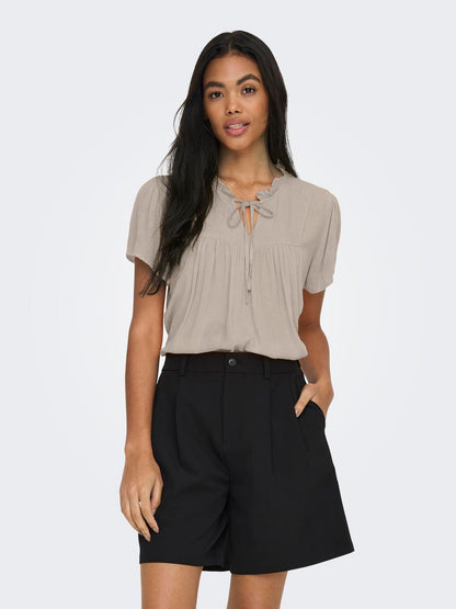 JDYLIMA LIFE S/S TOP WVN NOOS Lysegrå