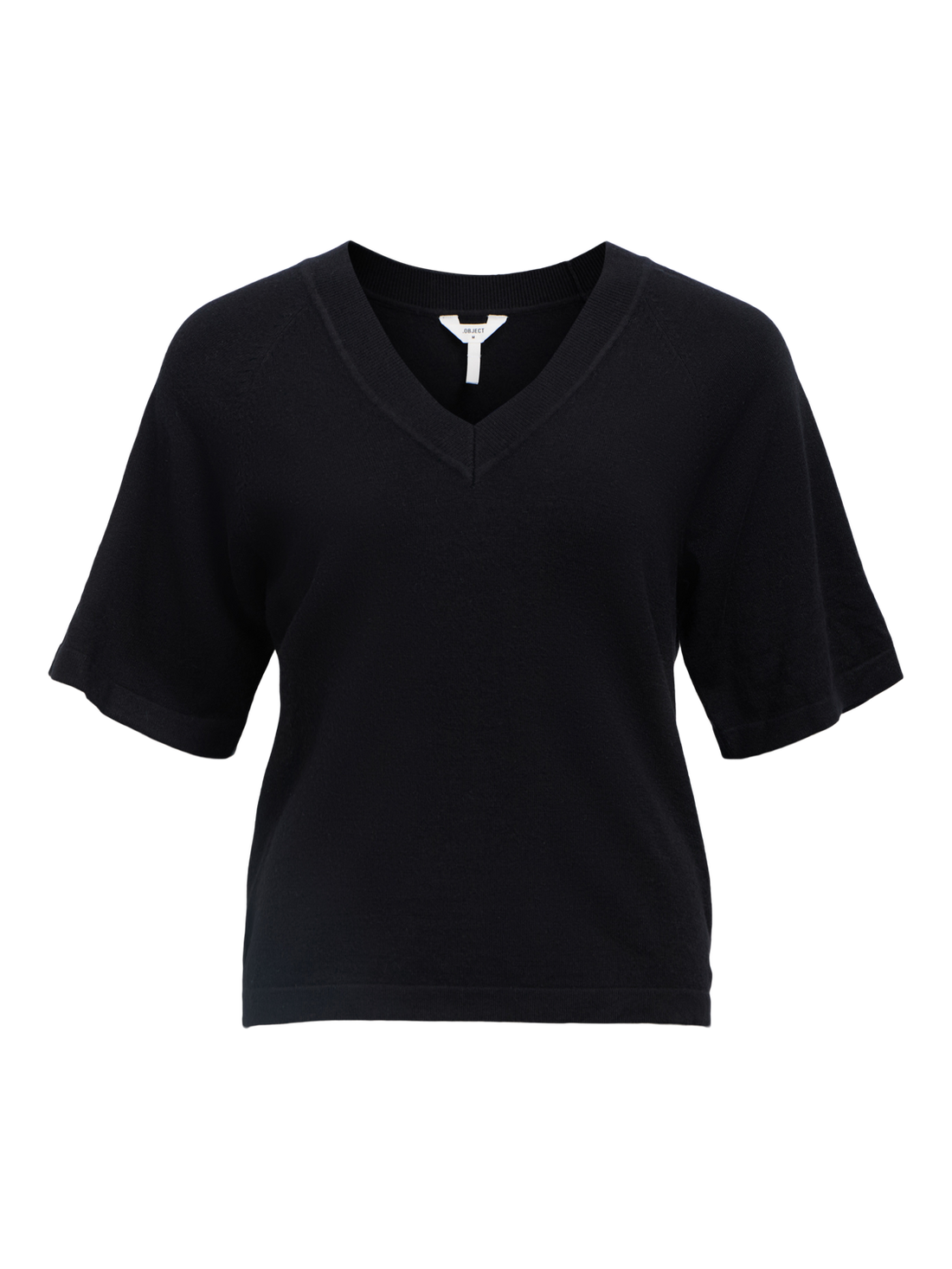 OBJTHESS 2/4 LO V-NECK KNIT TOP NOOS Sort