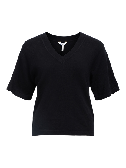 OBJTHESS 2/4 LO V-NECK KNIT TOP NOOS Sort