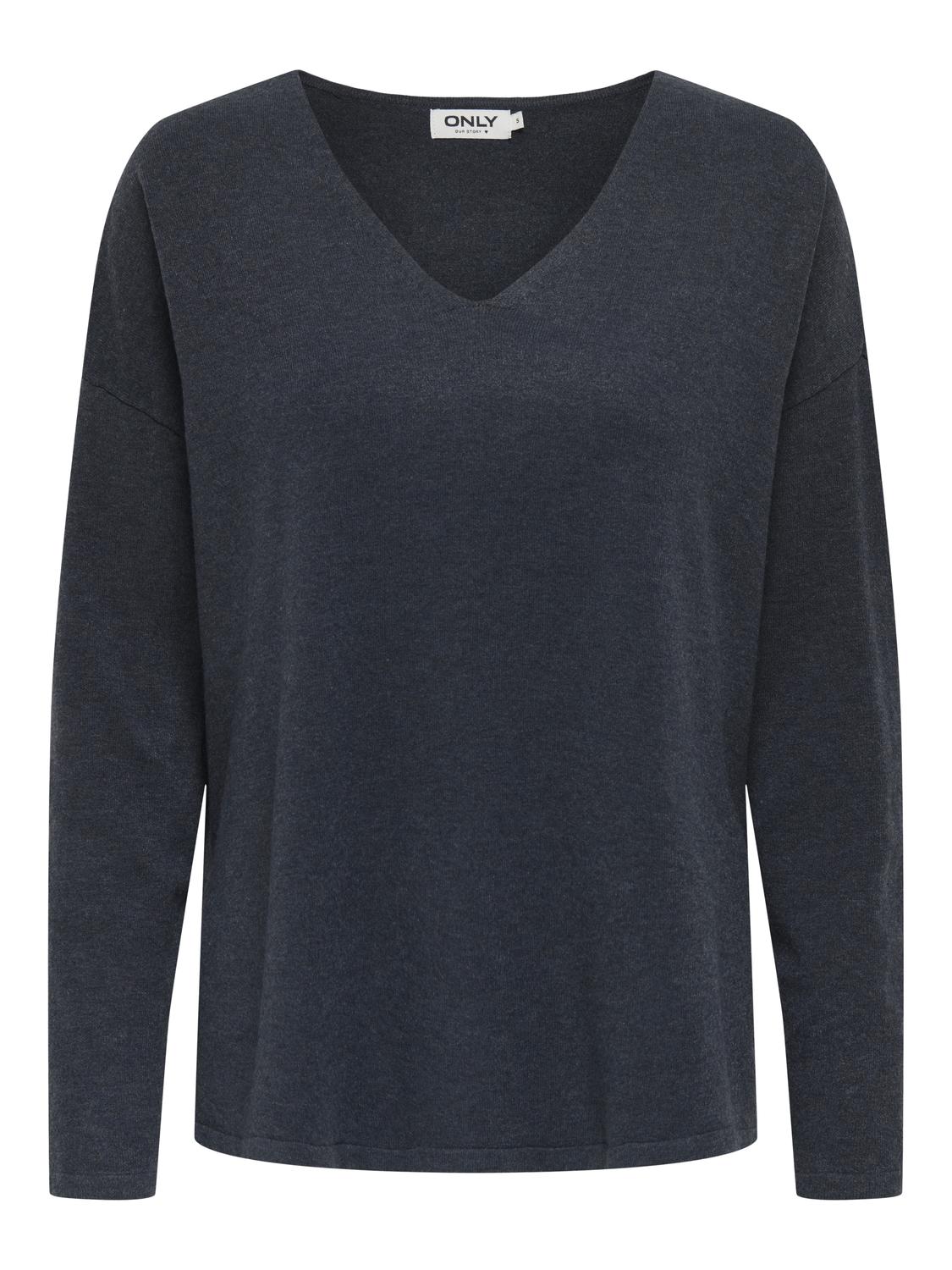 Onlamalio Life Ls V-Neck Knt Mellomblå