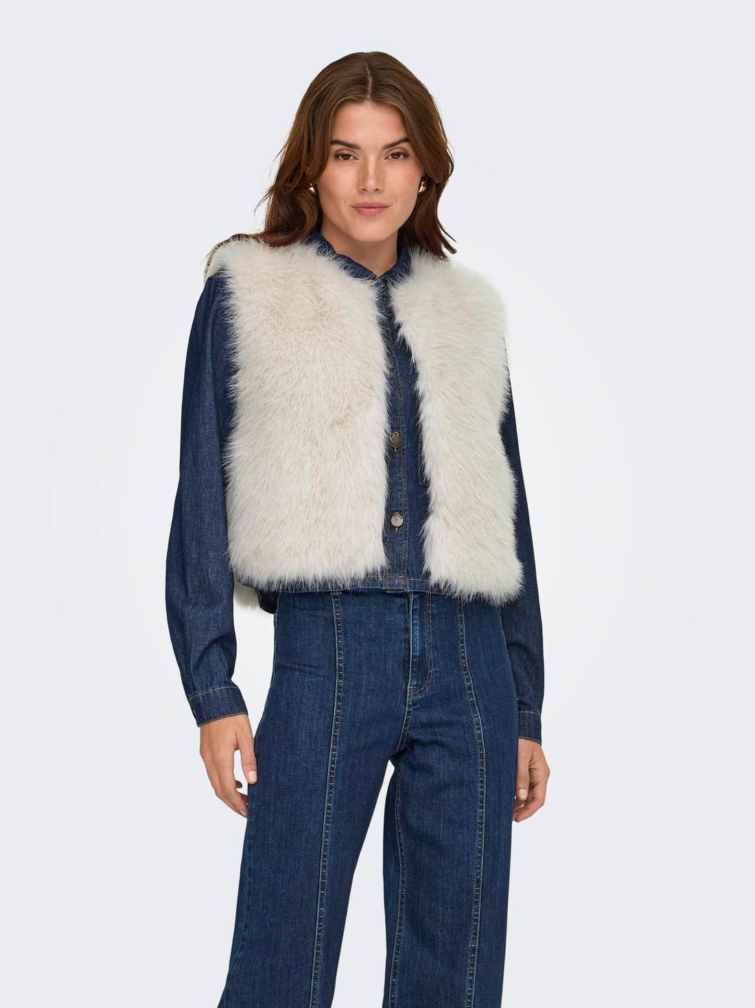 Jdyora Faux Fur Waistcoat Otw Sie Off-White
