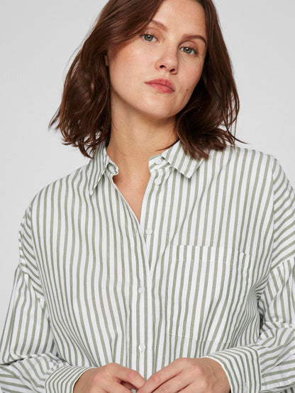 VIDARMA L/S LOOSE BUTTON SHIRT - NOOS Mørkegrønn
