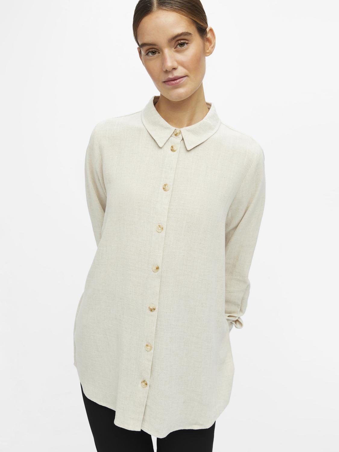 OBJSANNE L/S SHIRT NOOS lin Lysegrå