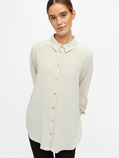 OBJSANNE L/S SHIRT NOOS lin Lysegrå