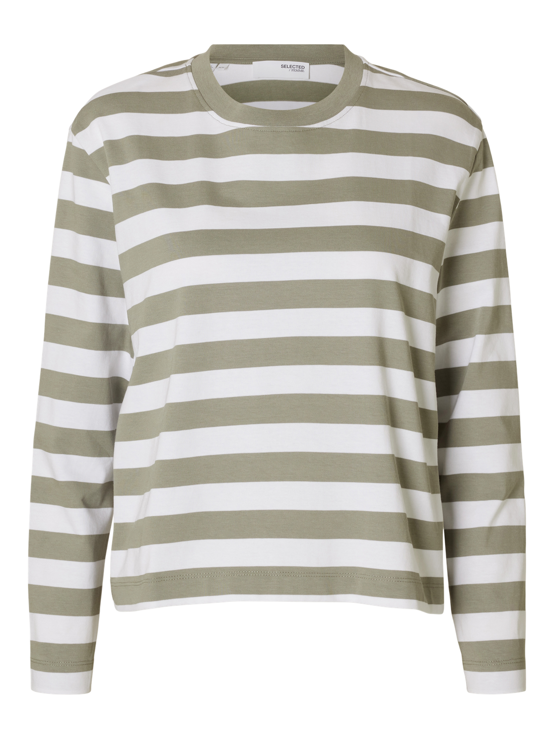 SLFESSENTIAL LS STRIPED BOXY TEE NOOS Vetiver